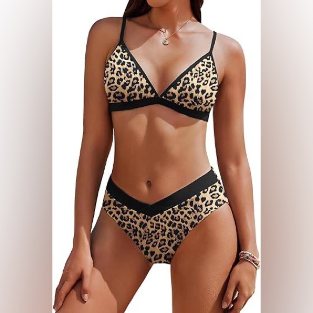 AI'MAGE - Women's High Cut Sexy Bikini Bathing Suits Set, Leopard